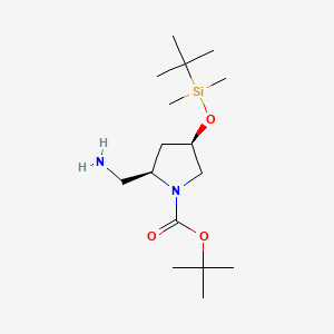 molecular formula C16H34N2O3Si B11820061 tert-butyl (2R,4R)-2-(aminomethyl)-4-[tert-butyl(dimethyl)silyl]oxypyrrolidine-1-carboxylate 