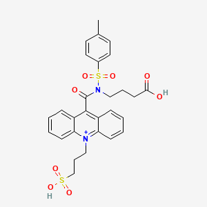 molecular formula C28H29N2O8S2+ B11820106 Acridinium, 9-[[(3-carboxypropyl)[(4-methylphenyl)sulfonyl]amino]carbonyl]-10-(3-sulfopropyl)-, inner salt 