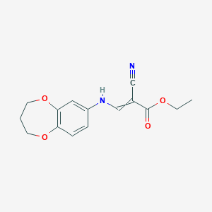 molecular formula C15H16N2O4 B11820138 ethyl 2-cyano-3-(3,4-dihydro-2H-1,5-benzodioxepin-7-ylamino)prop-2-enoate 
