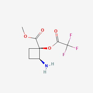 molecular formula C8H10F3NO4 B11820189 methyl (1R,2S)-2-amino-1-(2,2,2-trifluoroacetyl)oxycyclobutane-1-carboxylate 