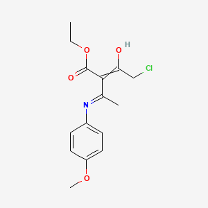 molecular formula C15H18ClNO4 B11820285 Ethyl 2-(2-chloroacetyl)-3-[(4-methoxyphenyl)amino]but-2-enoate 