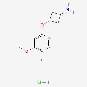 molecular formula C11H15ClFNO2 B11820329 trans-3-(4-Fluoro-3-methoxyphenoxy)cyclobutan-1-amine hydrochloride 