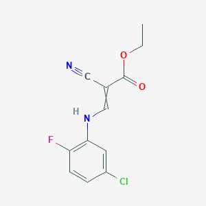 molecular formula C12H10ClFN2O2 B11820390 Ethyl 3-(5-chloro-2-fluoroanilino)-2-cyanoprop-2-enoate 