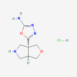molecular formula C8H13ClN4O2 B11820435 rac-5-[(3aR,6aR)-hexahydro-1H-furo[3,4-c]pyrrol-3a-yl]-1,3,4-oxadiazol-2-amine hydrochloride 