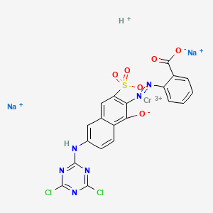 molecular formula C20H10Cl2CrN6Na2O6S+3 B11820469 disodium;chromium(3+);2-[[6-[(4,6-dichloro-1,3,5-triazin-2-yl)amino]-1-oxido-3-sulfonatonaphthalen-2-yl]diazenyl]benzoate;hydron 