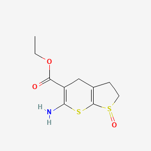 molecular formula C10H13NO3S2 B11820599 Ethyl 6-amino-2,3-dihydro-4H-thieno[2,3-b]thiopyran-5-carboxylate 1-oxide 