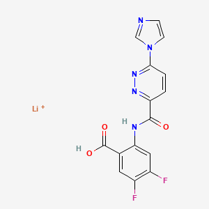 molecular formula C15H9F2LiN5O3+ B11821046 Lithium;4,5-difluoro-2-[(6-imidazol-1-ylpyridazine-3-carbonyl)amino]benzoic acid 