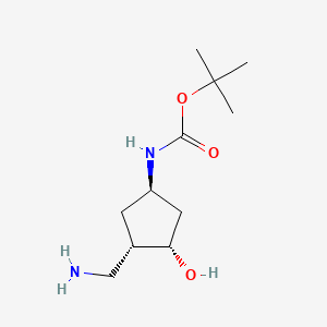 molecular formula C11H22N2O3 B11821206 rac-tert-butyl N-[(1R,3S,4S)-3-(aminomethyl)-4-hydroxycyclopentyl]carbamate 