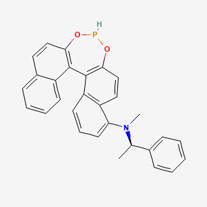 molecular formula C29H24NO2P B11821220 N-methyl-N-[(1R)-1-phenylethyl]-12,14-dioxa-13-phosphapentacyclo[13.8.0.02,11.03,8.018,23]tricosa-1(15),2(11),3(8),4,6,9,16,18,20,22-decaen-7-amine 