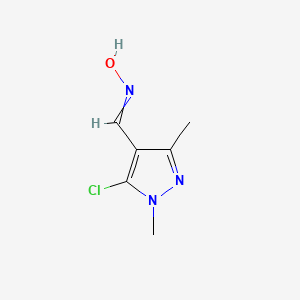 molecular formula C6H8ClN3O B11821292 N-[(5-chloro-1,3-dimethyl-1H-pyrazol-4-yl)methylidene]hydroxylamine 
