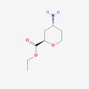 molecular formula C8H15NO3 B11821436 ethyl (2R,4R)-4-aminooxane-2-carboxylate 