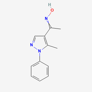 molecular formula C12H13N3O B11821515 N-[1-(5-methyl-1-phenylpyrazol-4-yl)ethylidene]hydroxylamine 