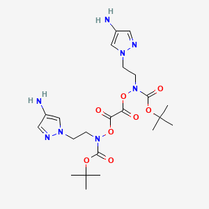 molecular formula C22H34N8O8 B11821679 Bis[2-(4-aminopyrazol-1-yl)ethyl-[(2-methylpropan-2-yl)oxycarbonyl]amino] oxalate 