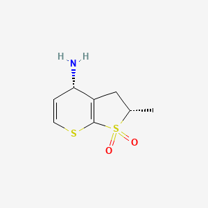 molecular formula C8H11NO2S2 B11821695 (2S,4S)-4-Amino-2-methyl-2,3-dihydro-4H-thieno[2,3-b]thiopyran 1,1-dioxide 