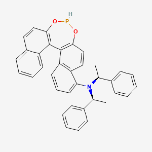 molecular formula C36H30NO2P B11822654 N,N-bis[(1S)-1-phenylethyl]-12,14-dioxa-13-phosphapentacyclo[13.8.0.02,11.03,8.018,23]tricosa-1(15),2(11),3(8),4,6,9,16,18,20,22-decaen-7-amine 