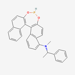 molecular formula C29H24NO2P B11822723 N-methyl-N-[(1S)-1-phenylethyl]-12,14-dioxa-13-phosphapentacyclo[13.8.0.02,11.03,8.018,23]tricosa-1(15),2(11),3(8),4,6,9,16,18,20,22-decaen-7-amine 