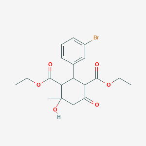 molecular formula C19H23BrO6 B11822861 1,3-Diethyl 2-(3-bromophenyl)-4-hydroxy-4-methyl-6-oxocyclohexane-1,3-dicarboxylate 