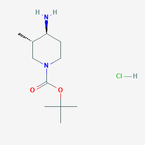 molecular formula C11H23ClN2O2 B11823133 trans-tert-Butyl4-amino-3-methylpiperidine-1-carboxylatehydrochloride 