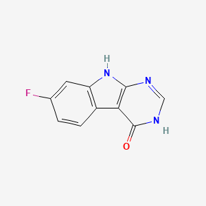 molecular formula C10H6FN3O B11823176 7-fluoro-3H,4H,9H-pyrimido[4,5-b]indol-4-one 