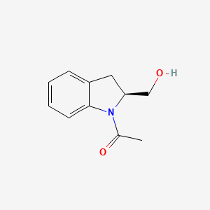 molecular formula C11H13NO2 B11823312 Ethanone, 1-[(2S)-2,3-dihydro-2-(hydroxymethyl)-1H-indol-1-yl]- 