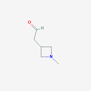 molecular formula C6H11NO B11824037 3-Azetidineacetaldehyde, 1-methyl- 