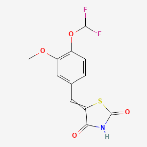 molecular formula C12H9F2NO4S B11824097 5-[[4-(Difluoromethoxy)-3-methoxyphenyl]methylidene]-1,3-thiazolidine-2,4-dione 