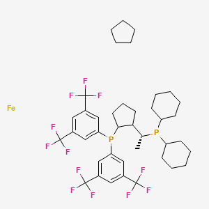 molecular formula C40H50F12FeP2 B11824251 Ferrocene, 1-[bis[3,5-bis(trifluoromethyl)phenyl]phosphino]-2-[(1R)-1-(dicyclohexylphosphino)ethyl]-, (1R)- 