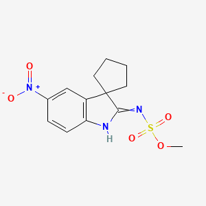 molecular formula C13H15N3O5S B11824534 methyl N-{5'-nitro-1',2'-dihydrospiro[cyclopentane-1,3'-indol]-2'-ylidene}sulfamate 