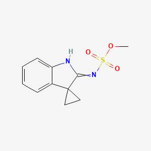 molecular formula C11H12N2O3S B11824639 methyl N-{1',2'-dihydrospiro[cyclopropane-1,3'-indol]-2'-ylidene}sulfamate 