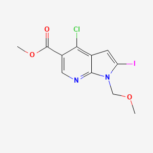 molecular formula C11H10ClIN2O3 B11824749 Methyl 4-chloro-2-iodo-1-(methoxymethyl)-1H-pyrrolo[2,3-b]pyridine-5-carboxylate 