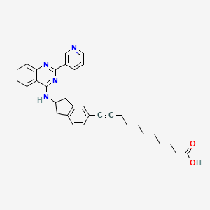 molecular formula C33H34N4O2 B11824799 11-[2,3-Dihydro-2-[[2-(3-pyridinyl)-4-quinazolinyl]amino]-1H-inden-5-yl]-10-undecynoic acid 