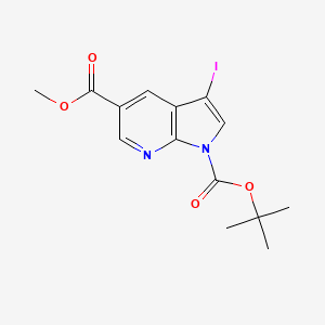 molecular formula C14H15IN2O4 B11824957 1-tert-Butyl 5-methyl 3-iodo-1H-pyrrolo[2,3-b]pyridine-1,5-dicarboxylate 