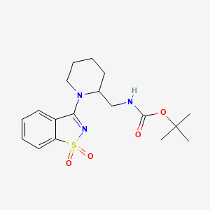 molecular formula C18H25N3O4S B11824959 tert-Butyl ((1-(1,1-dioxidobenzo[d]isothiazol-3-yl)piperidin-2-yl)methyl)carbamate 