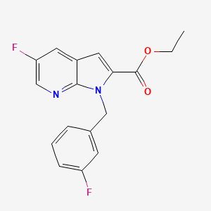 molecular formula C17H14F2N2O2 B11825270 Ethyl 5-fluoro-1-(3-fluorobenzyl)-1H-pyrrolo[2,3-b]pyridine-2-carboxylate 