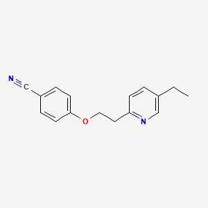 molecular formula C16H16N2O B11825301 Benzonitrile, 4-[2-(5-ethyl-2-pyridinyl)ethoxy]- 