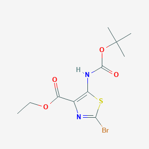 molecular formula C11H15BrN2O4S B11825359 Ethyl 2-bromo-5-((tert-butoxycarbonyl)amino)thiazole-4-carboxylate 