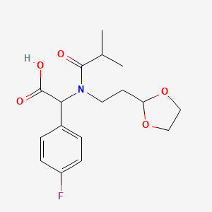 molecular formula C17H22FNO5 B11825541 Benzeneacetic acid, alpha-[[2-(1,3-dioxolan-2-yl)ethyl](2-methyl-1-oxopropyl)amino]-4-fluoro- 