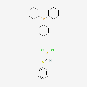 molecular formula C25H39Cl2PRuS B11825599 Dichloro(phenylsulfanylmethylidene)ruthenium;tricyclohexylphosphane 