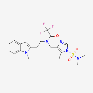 molecular formula C20H24F3N5O3S B11825663 N-((1-(N,N-dimethylsulfamoyl)-5-methyl-1H-imidazol-4-yl)methyl)-2,2,2-trifluoro-N-(2-(1-methyl-1H-indol-2-yl)ethyl)acetamide 