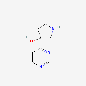 molecular formula C8H11N3O B11825702 3-(Pyrimidin-4-yl)pyrrolidin-3-ol 
