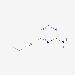 molecular formula C8H9N3 B11825827 4-(But-1-yn-1-yl)pyrimidin-2-amine 