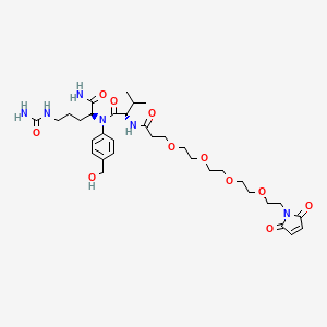 molecular formula C33H50N6O11 B11825917 N-[(1S)-1-{[(1S)-1-carbamoyl-4-(carbamoylamino)butyl][4-(hydroxymethyl)phenyl]carbamoyl}-2-methylpropyl]-1-(2,5-dioxo-2,5-dihydro-1H-pyrrol-1-yl)-3,6,9,12-tetraoxapentadecan-15-amide 