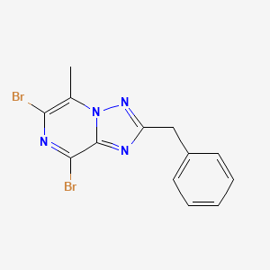 molecular formula C13H10Br2N4 B11825920 2-Benzyl-6,8-dibromo-5-methyl-[1,2,4]triazolo[1,5-a]pyrazine 