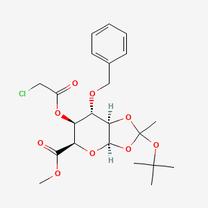 molecular formula C22H29ClO9 B11825991 b-L-Idopyranuronic acid, 1,2-O-[1-(1,1-diMethylethoxy)ethylidene]-3-O-(phenylMethyl)-, Methyl ester, chloroacetate 