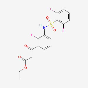 molecular formula C17H14F3NO5S B11826005 Ethyl 3-(3-((2,6-difluorophenyl)sulfonamido)-2-fluorophenyl)-3-oxopropanoate 