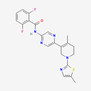 molecular formula C21H19F2N5OS B11826229 Tetrahydro-pyridin-3-yl]-pyrazin-2-yl}-benzamide 
