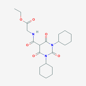 molecular formula C21H31N3O6 B11826333 Ethyl 2-(1,3-Dicyclohexyl-2,4,6-trioxohexahydropyrimidine-5-carboxamido)acetate 