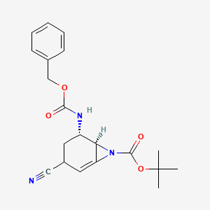 molecular formula C20H23N3O4 B11826499 tert-butyl (5S,6R)-5-(((benzyloxy)carbonyl)amino)-3-cyano-7-azabicyclo[4.1.0]hept-1-ene-7-carboxylate 