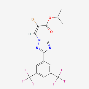 molecular formula C16H12BrF6N3O2 B11826547 isopropyl (E)-3-(3-(3,5-bis(trifluoromethyl)phenyl)-1H-1,2,4-triazol-1-yl)-2-bromoacrylate 