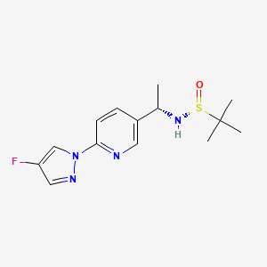 molecular formula C14H19FN4OS B11826579 (R)-N-[(1S)-1-[6-(4-fluoropyrazol-1-yl)pyridin-3-yl]ethyl]-2-methylpropane-2-sulfinamide 